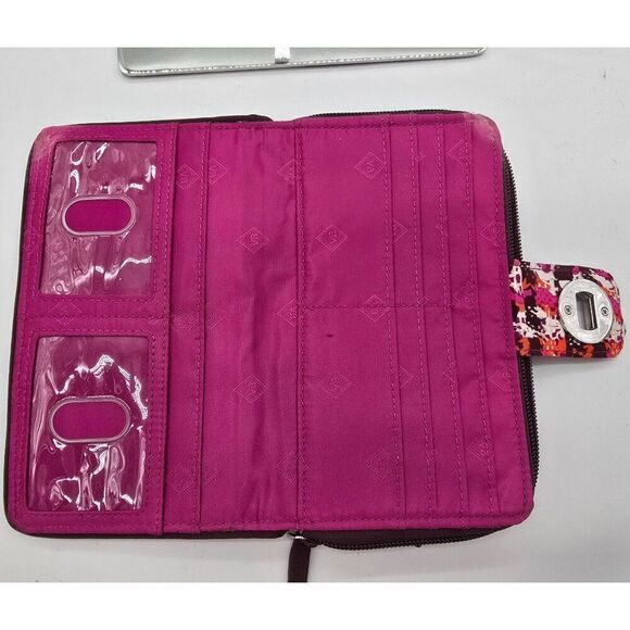 Vera Bradley Womens Colorful Wallet With Turn Lock & Zipper Compartments - Picture 3 of 4